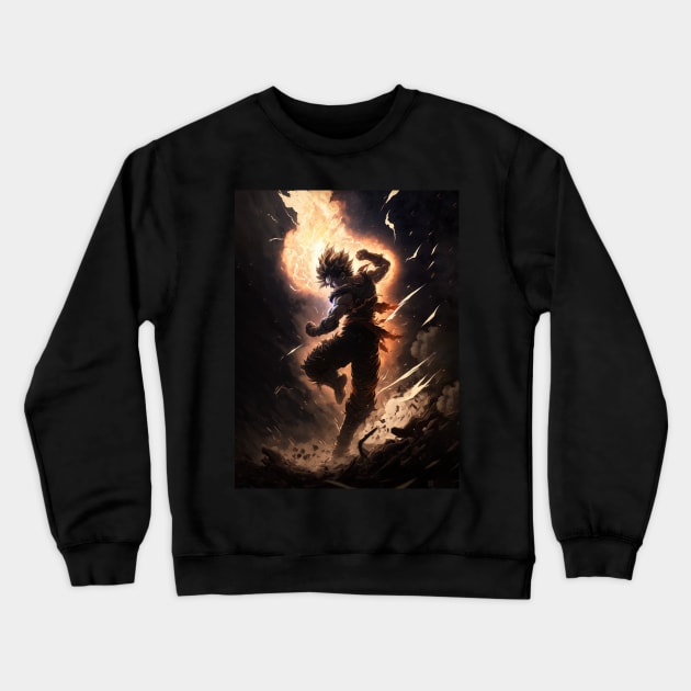 Son Goku Battle Aura Crewneck Sweatshirt by Visualize Studios